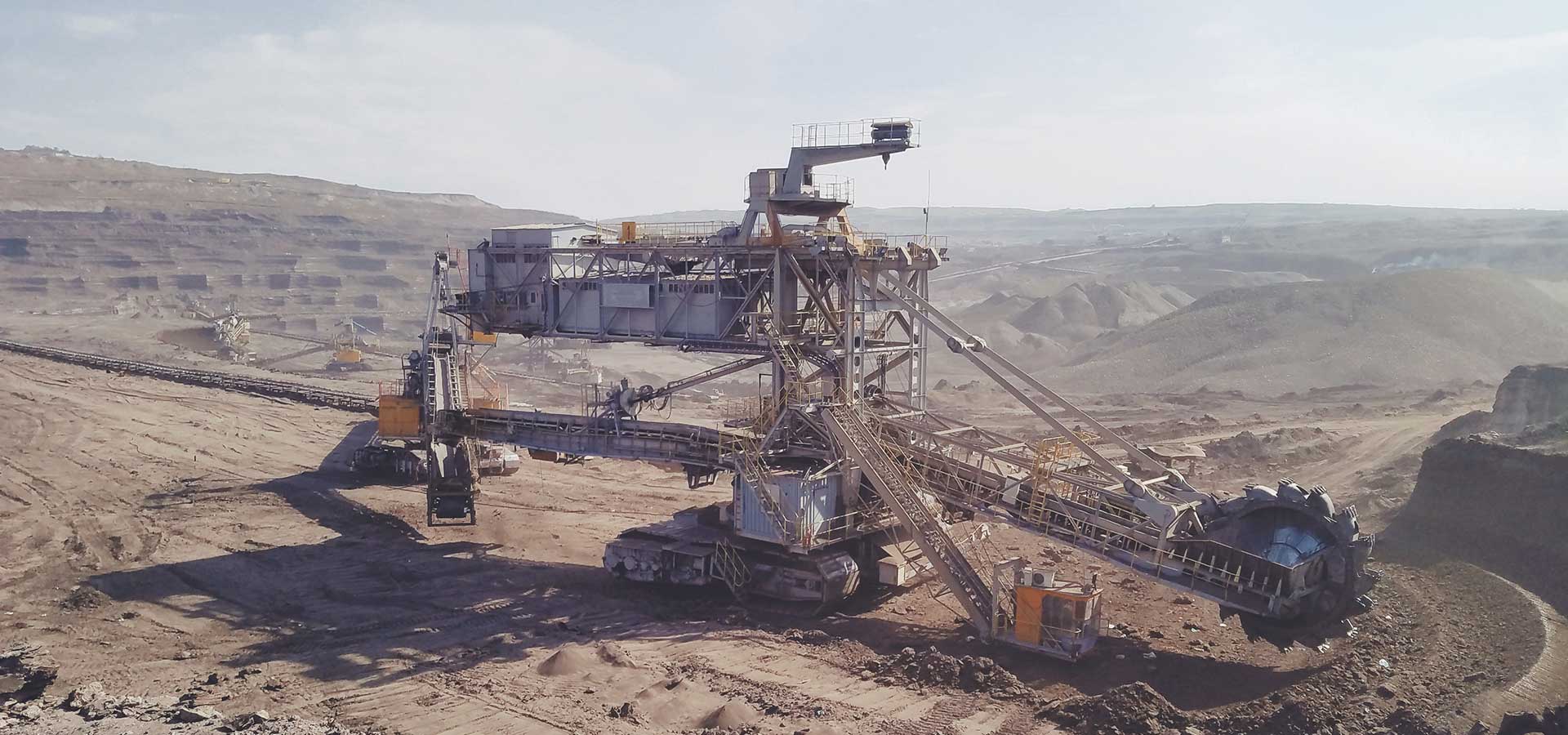 quarry with large excavator 